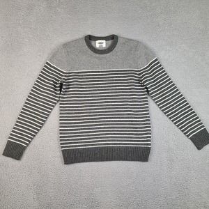 Old Navy Sweater Mens Medium Gray Striped Long Sleeve Pullover Polyester Wool Ac